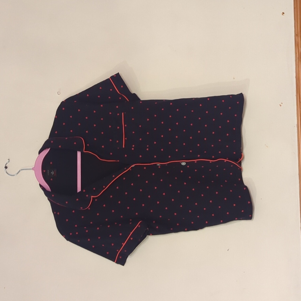 J Crew heart patterned PJ button up shirt
